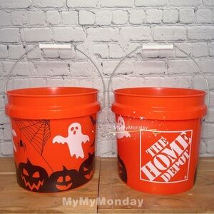 1 X Home Depot Halloween Ghost Pumpkin Bat Trick or Treat Bucket 2 Gal